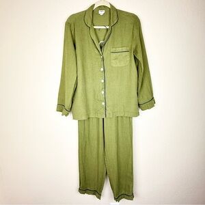 piglet in bed Linen Pajamas in Moss XS